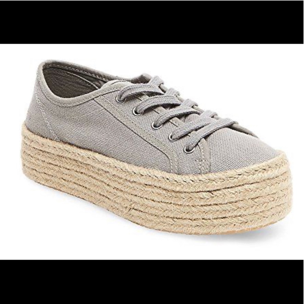 Steve Madden Gray Canvas Platform Espadrille Sneakers